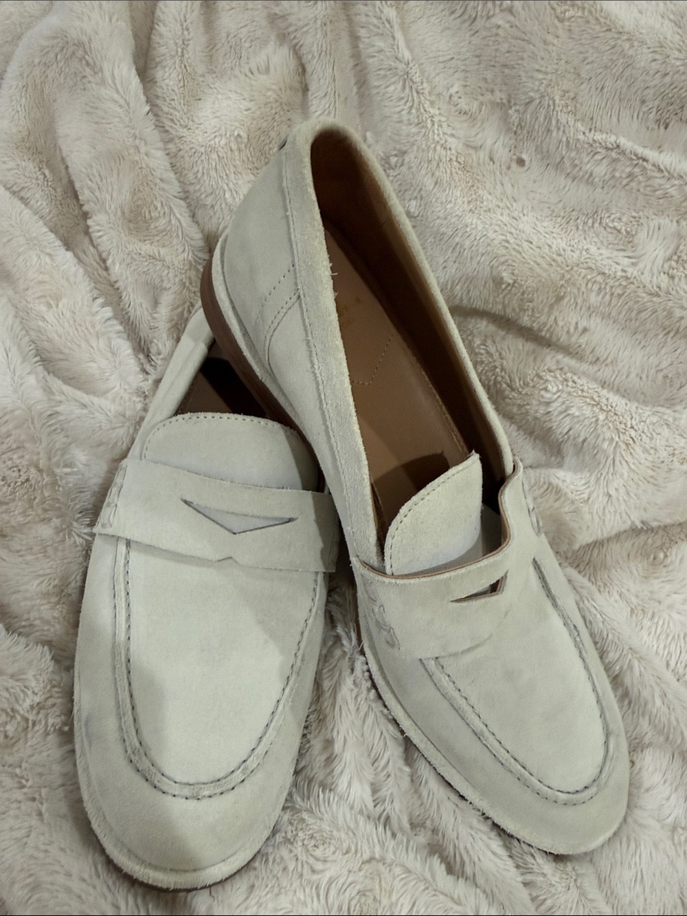 Sam Edelman Women's Suede Penny Loafers in Light Cream